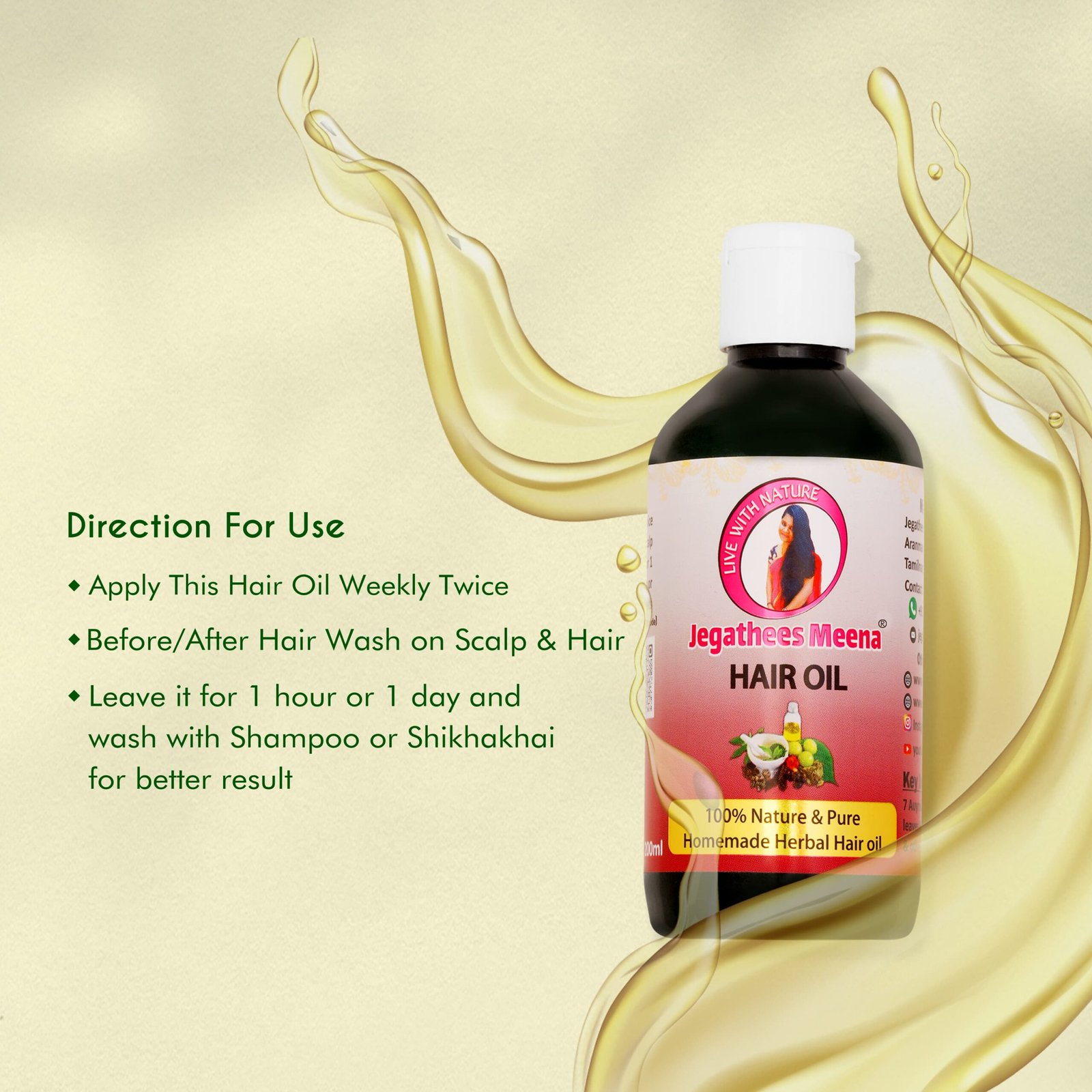 Jegathees Meena Hair Growth Oil 200ml - Image 5